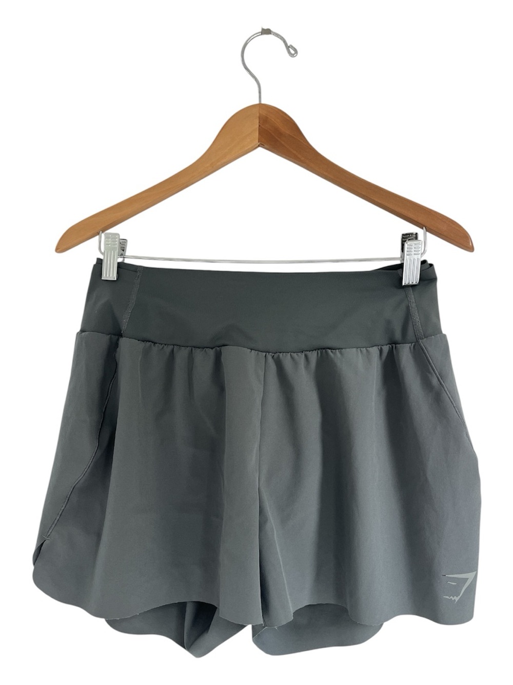 Gymshark Gym Shark Gray Workout Shorts Built in Underwear Like New M